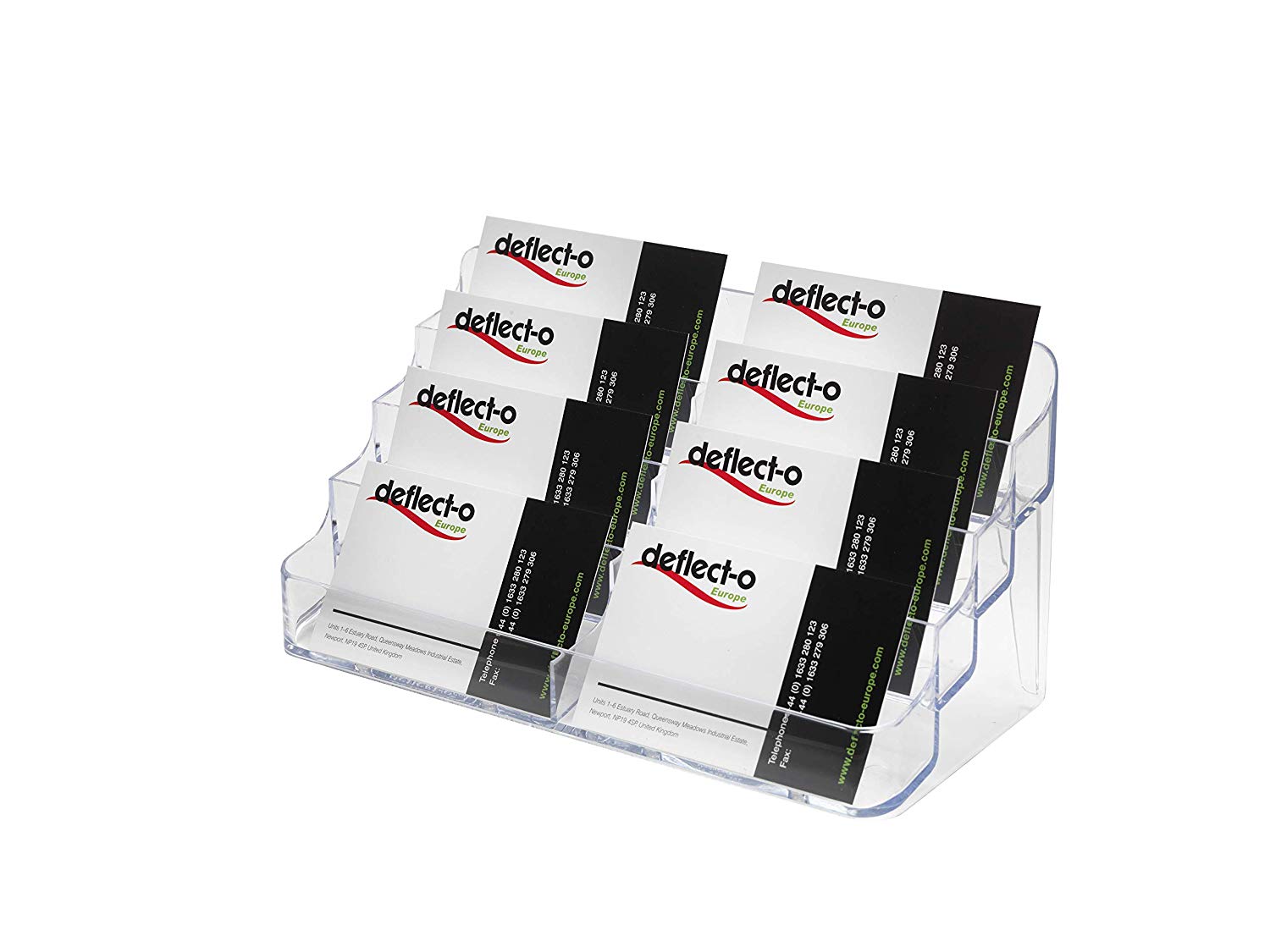Deflecto Business Card Holder Desktop 8 Pockets Clear Ref 70801, Pack of 1