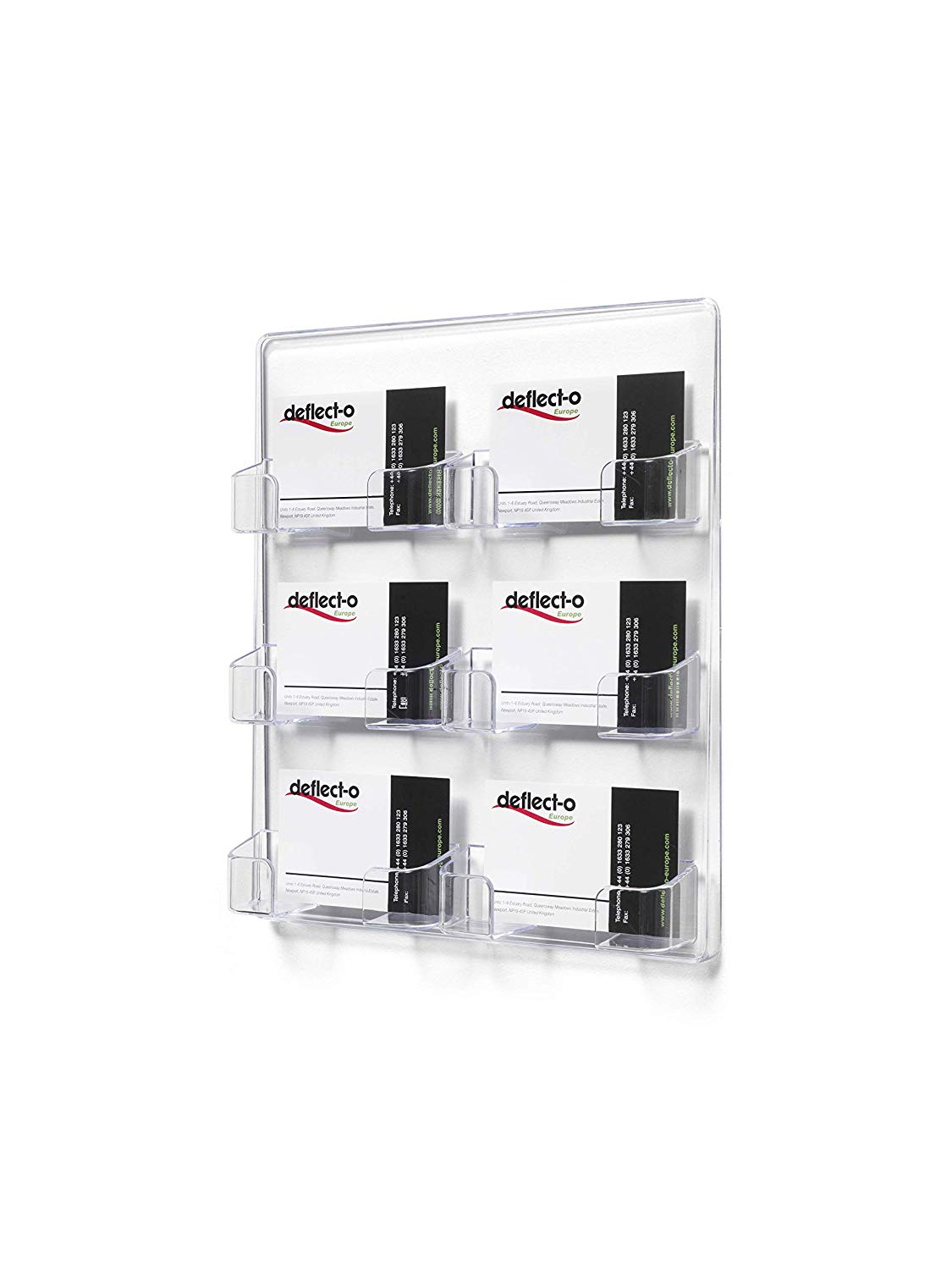 Deflecto Single Landscape Business Card Holder 70601 - Transparent, Clear, Lot de 1 (6 Pocket Wall Mounted)