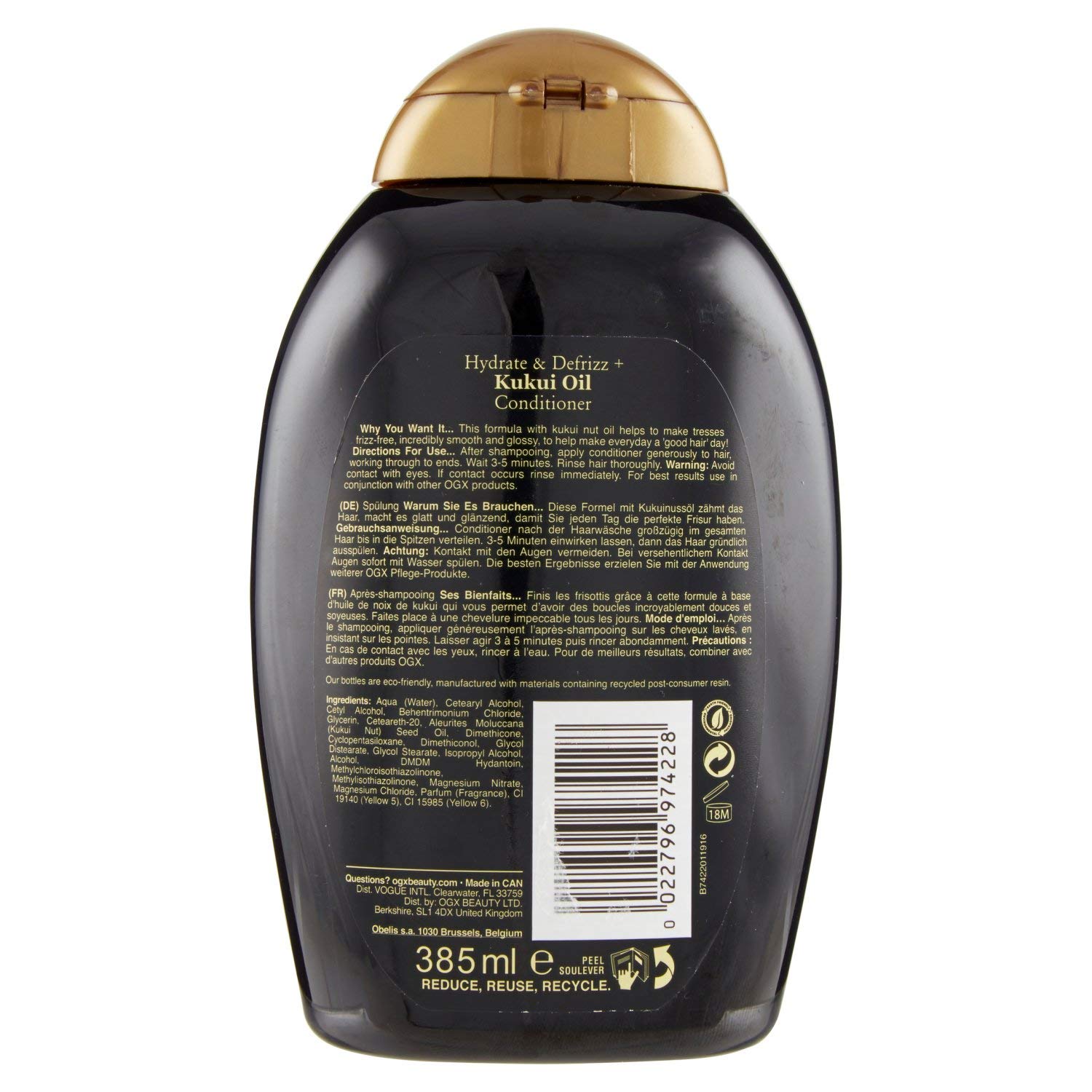 OGX Kukui Oil Conditioner for Frizzy Hair, 385ml - Image 3