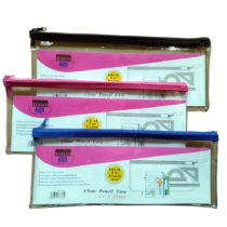 Ark Pencil Case PVC Coloured Zip 330 x125mm Clear Assorted Ref : 33652 (Single)