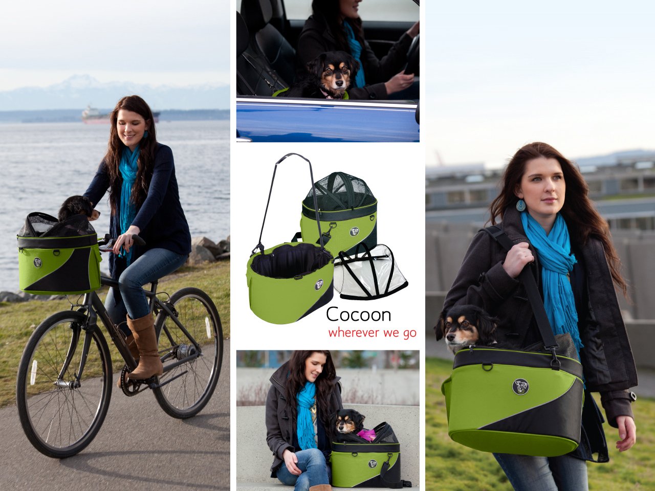 DoggyRide, Green Cocoon Bike Basket for Pets INCL. klickFix & Rain Cover, Pet Carier And Car Seat, M - Image 3