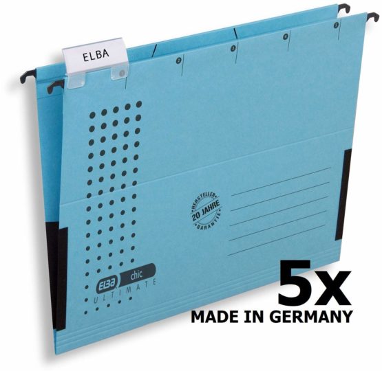 Elba Chic VE5/85803BL Suspension Files A4 RC Cardboard 230 g/mÂ² Pack of 5 Blue