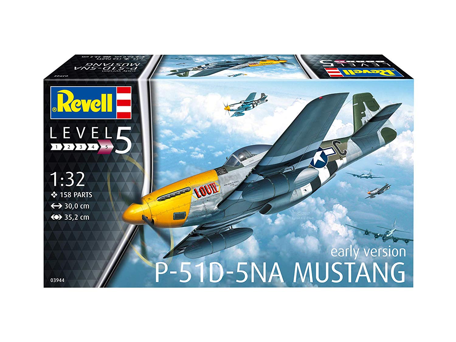 Revell 03944 P-51D-5NA Mustang (early version) 1:32 Scale Unbuilt/Unpainted Plastic Model Kit, Green, Brown, Grey, Miniature - Image 2