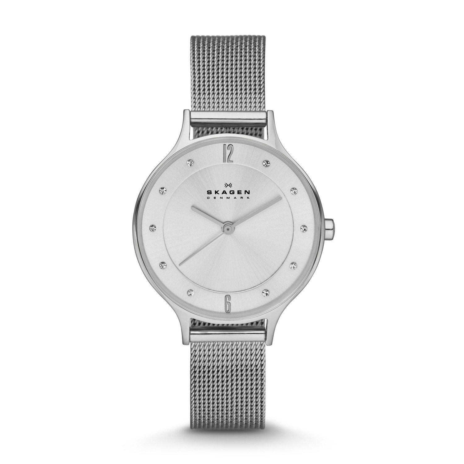 Skagen Watch for Women Anita Lille Three Hand Movement, 30 mm Silver Stainless Steel Case with a Stainless Steel Mesh Strap, SKW2149