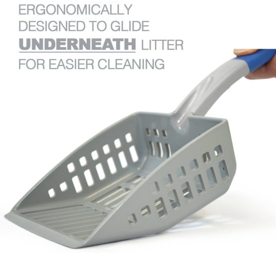 PetFusion Large Cat Litter Scoop - strong ABS plastic & flat lead edge to shovel UNDERNEATH for easier cleaning