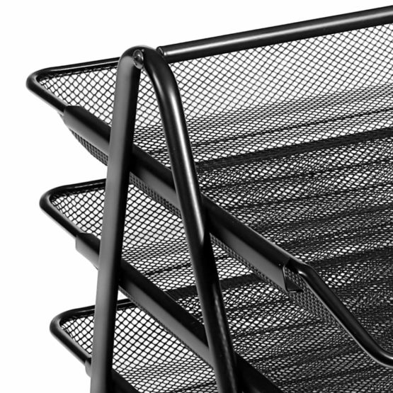 Osco Mesh Letter Tray 3-Tier Scratch-resistant Stackable Front-load Portrait Foolscap Black Ref 3TT B - Image 3