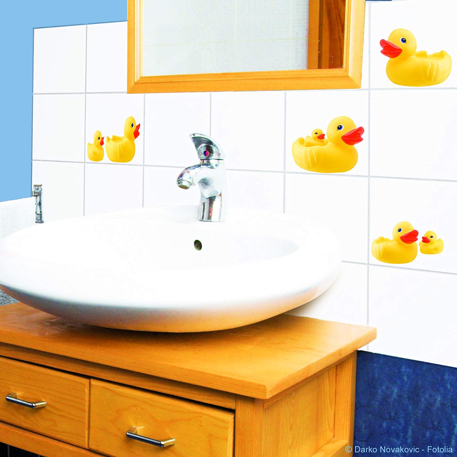 Plage Wall tiles stickers, Bath duck, 4 Sheets, each 14,5 x 14,5 cm, Multicolor - Image 3