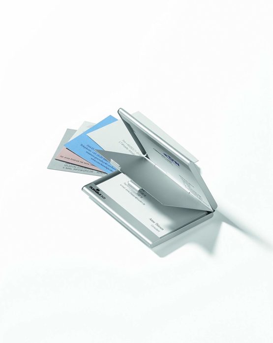 Durable 2433/23 Aluminium Business Card Box/Holder/Case Duo - Image 4