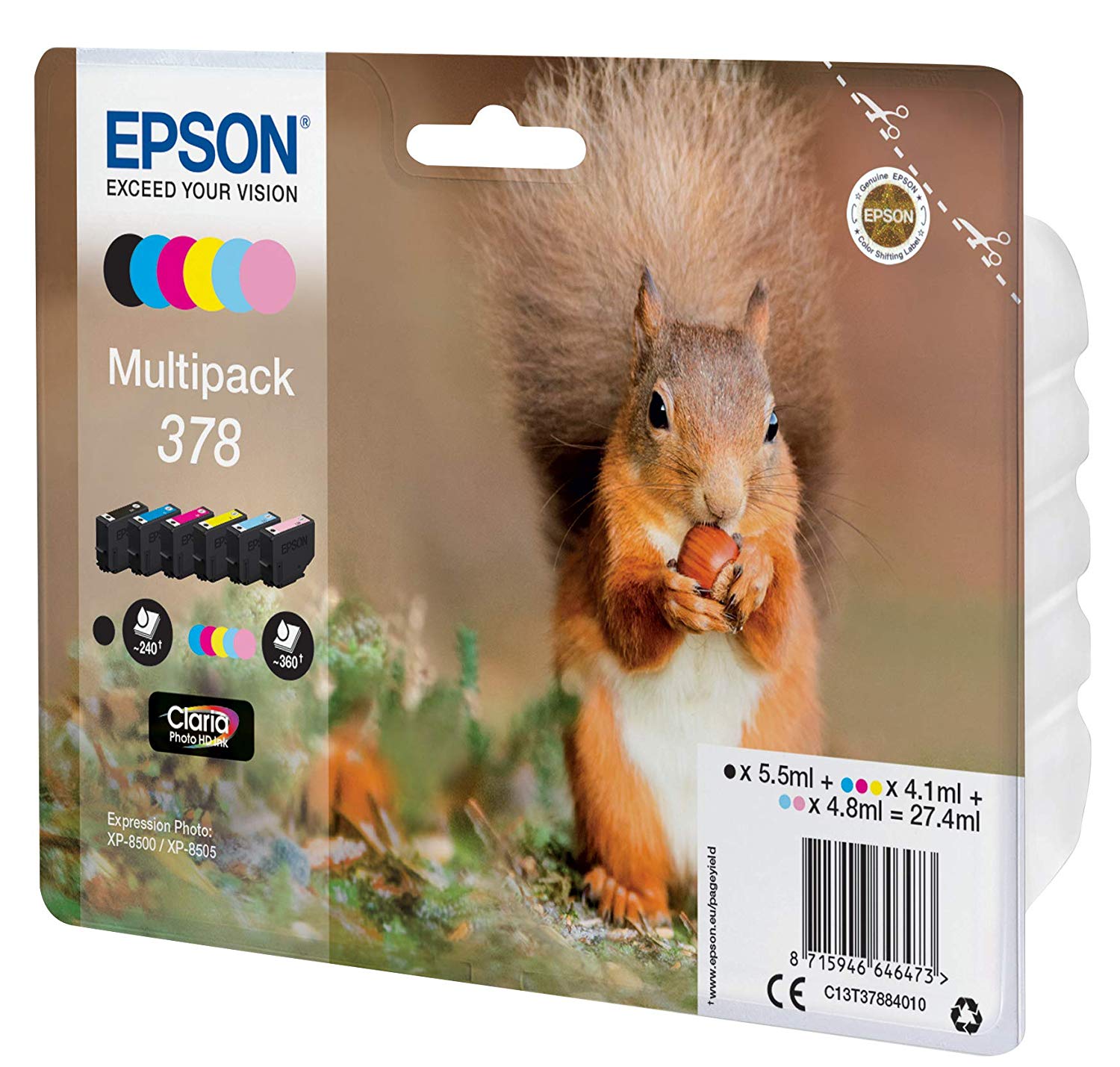 Epson Multipack 378 Ink Cartridges, Photo HD BL, 6 Colours, Cyan - Image 2