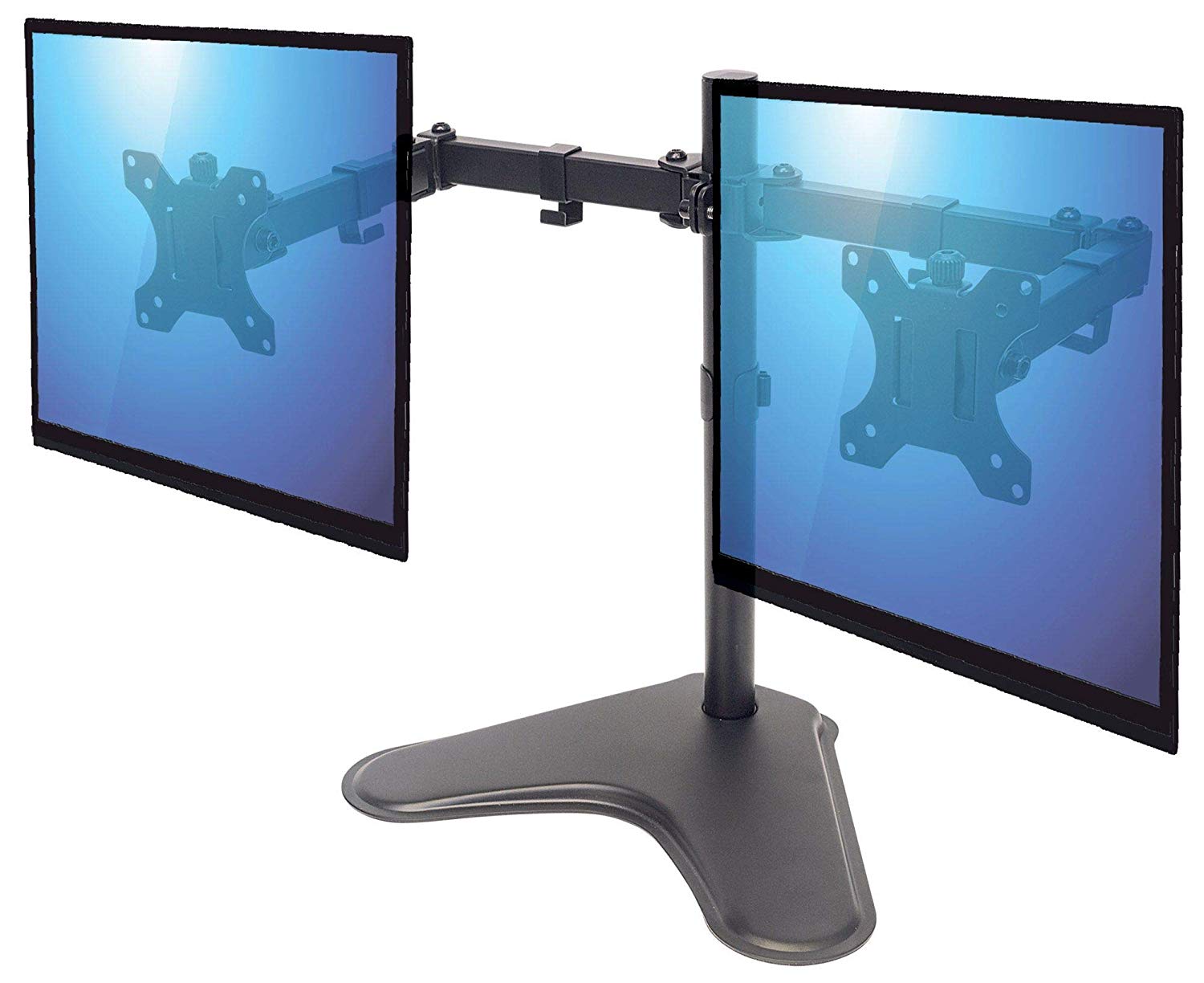 Manhattan TV & Monitor Mount, Desk, Double-Link Arms, 2 screens, Screen Sizes: 10-27", Black, Stand Assembly, Dual Screen - Image 3