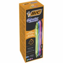 BIC Gel-ocity Quick Dry, Ultra Fast Drying Gel Ink Pens with Full Grip Barrel, Assorted Colours, Pack of 12