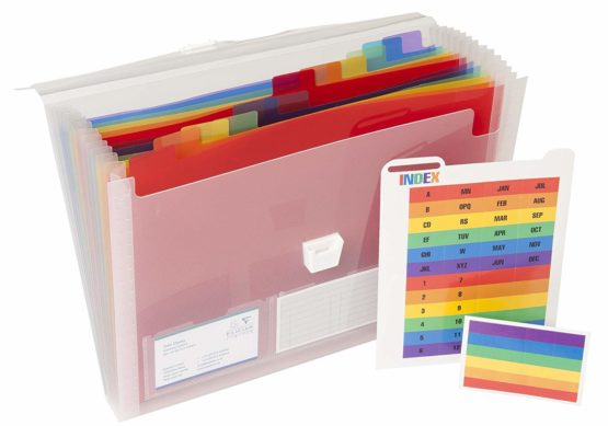 Exacompta Ref - 55298E Crystal Multipart Expanding Case, 330x250mm Ideal for A4 Size Documents, 13 Tabbed Sections and Holds up to 400 Sheets, PP with Brightly Coloured Dividers - Image 4