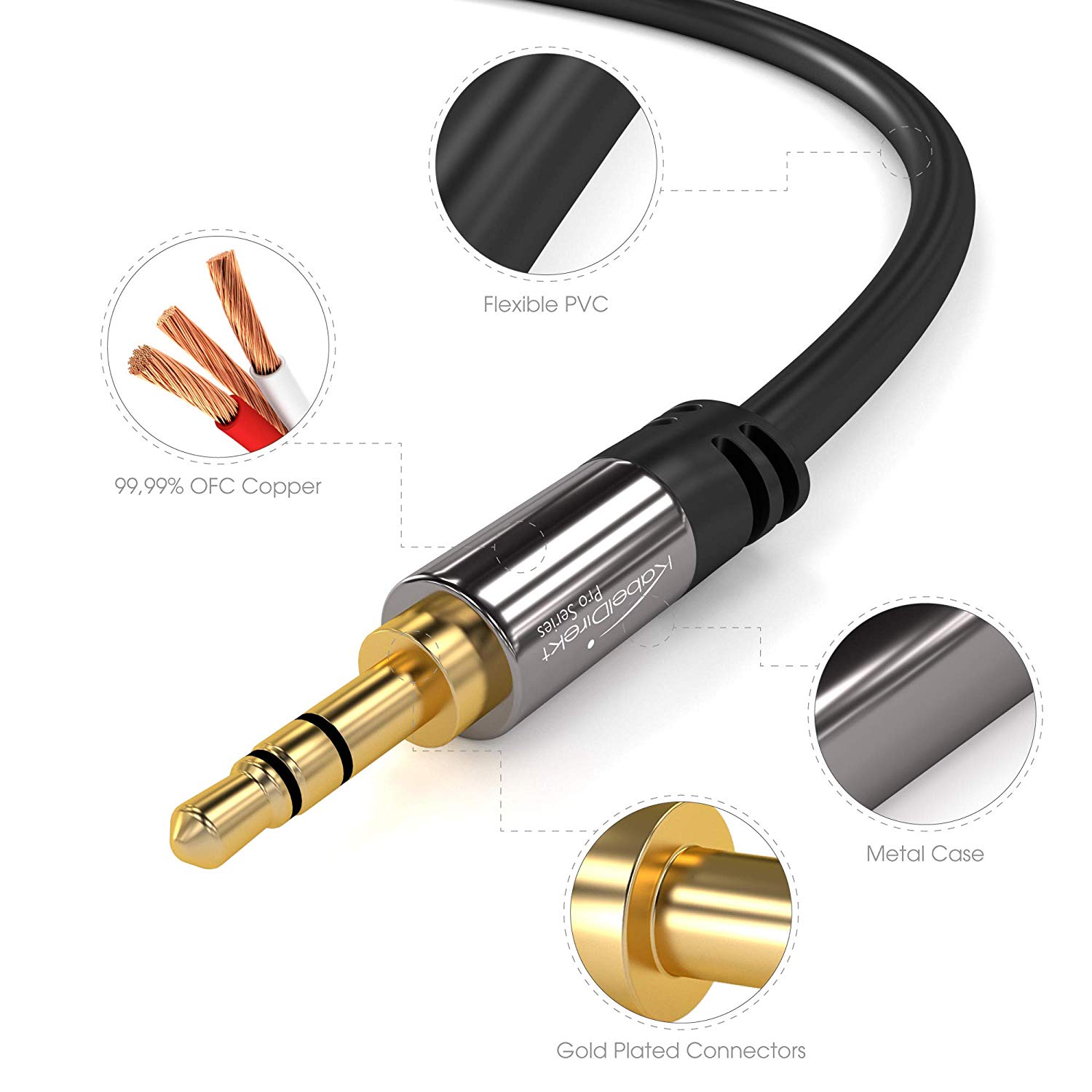 KabelDirekt, Jack Cable, 3.5mm Aux/Audio Cable, 1.5m, Available in 0.3m to 10m, Suitable for Headphones, Mobile Phone - Image 2