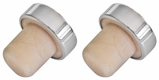 Fackelmann Wine Bottle Stopper Set, Cork, Silver, 7 x 3 x 3 cm