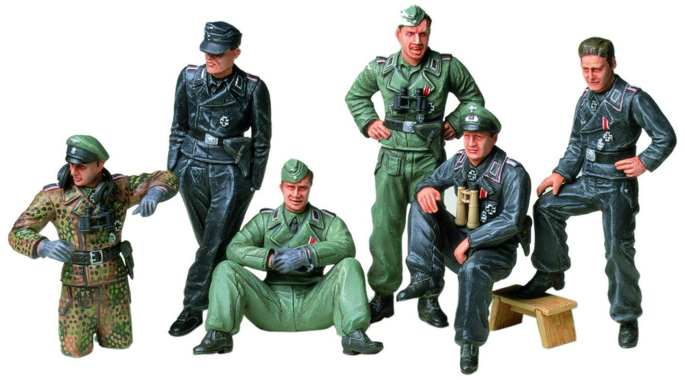 TAMIYA 300035201 WWII Figure Set, German Tank Crew in Piece, 6, 1:35, Earth Tones, Small