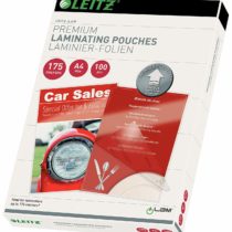 Leitz 74830000 Laminating Pouches Made of 175 Micron Thick Material (Transparent, Glossy, A4 and UDT) - Pack of 100