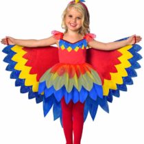 amscan 9903518 Colorful Dress with Parrot Wings and Headband-Age 5-6 Years-1 PC, Multicoloured, 116 cm