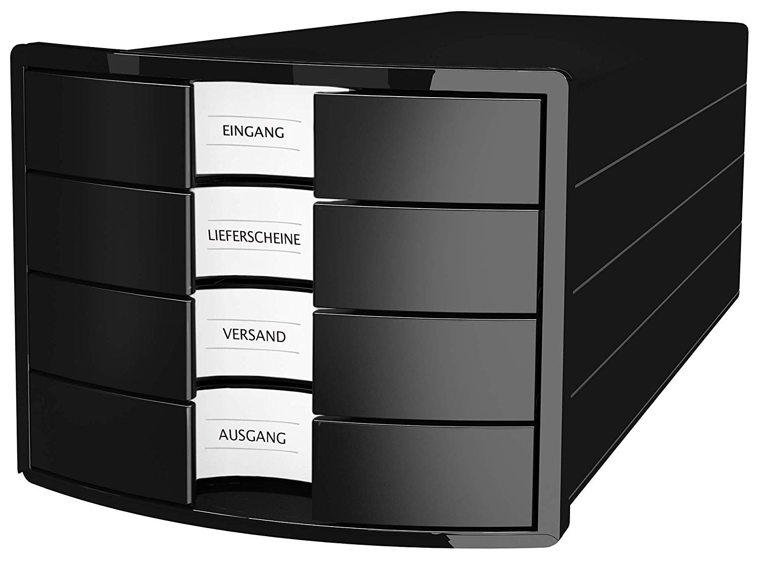 Han 1012-13 Impuls Drawer Box DIN A4/C4 4 Closed Drawers Black, 280 x 367 x 253 mm