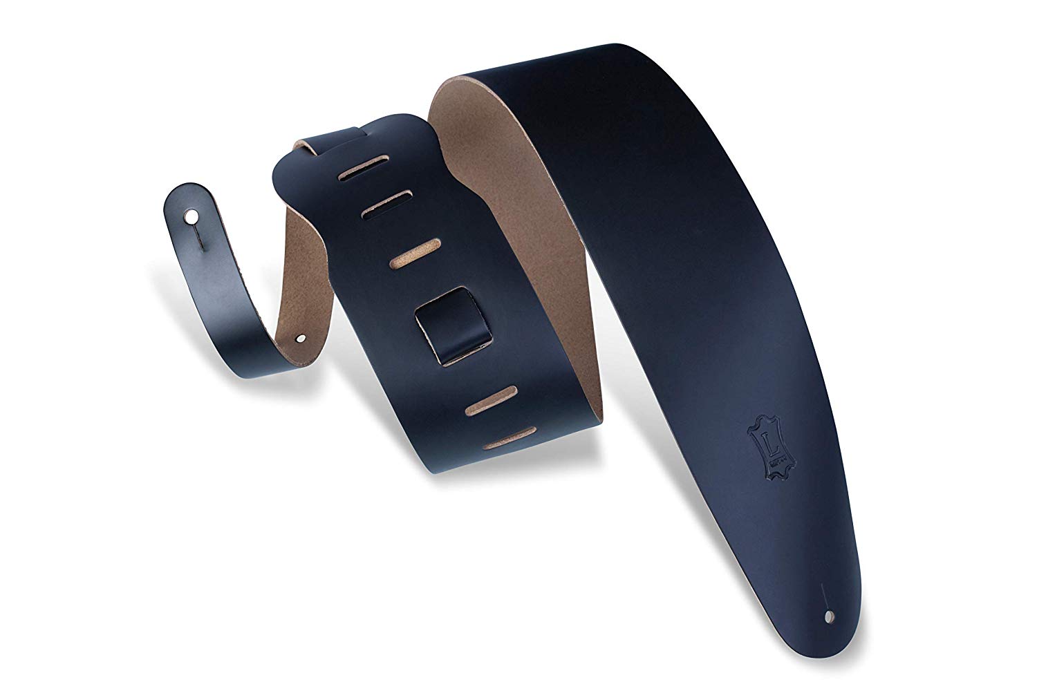 Levy's M4?BLK 3.5-inch Leather Bass Guitar Strap ? Black, 0