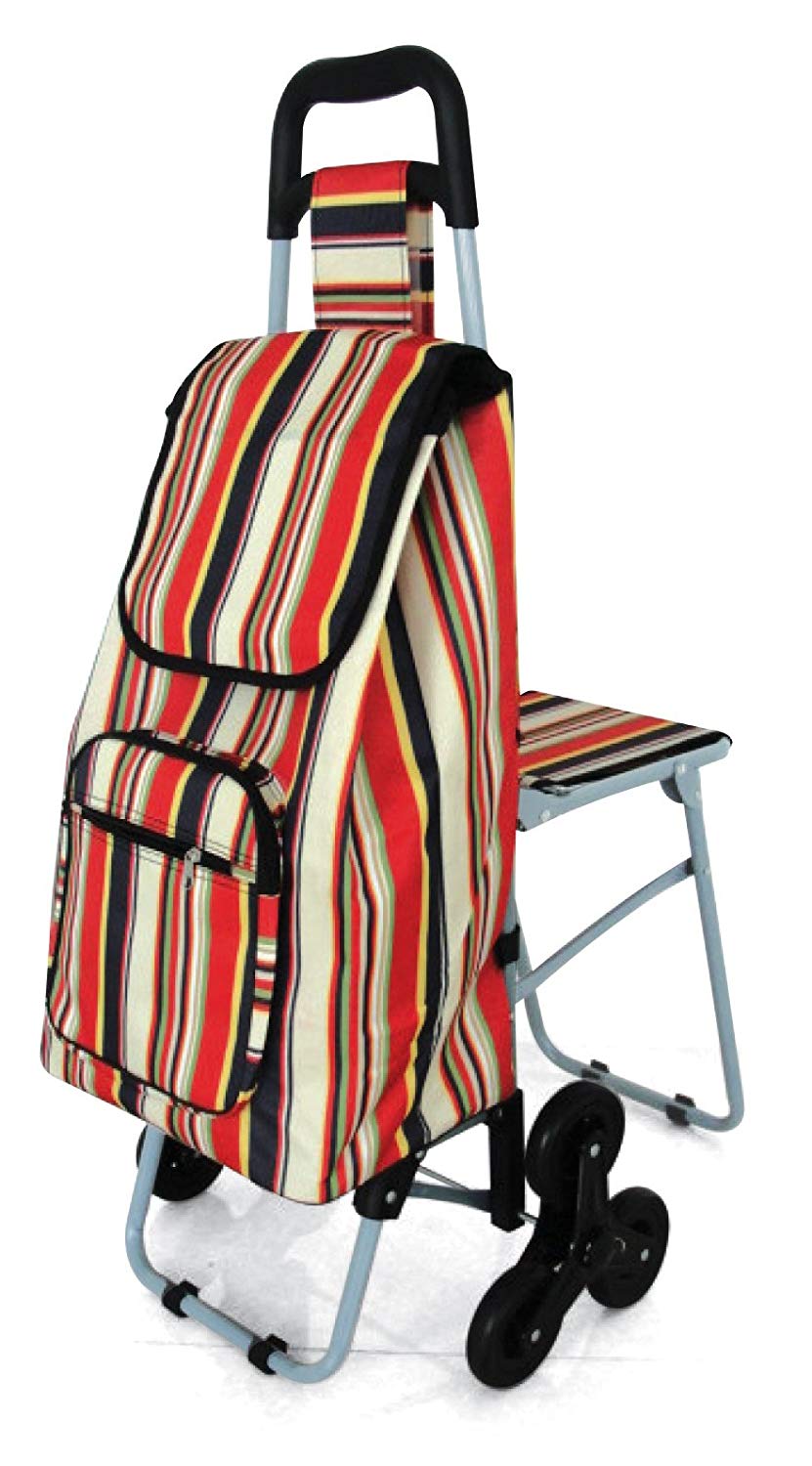 Lifemax Stair-Climber Leisure Shopping Trolley with Seat, Lightweight, Foldable, Large Capacity with Stair Climbing Wheels