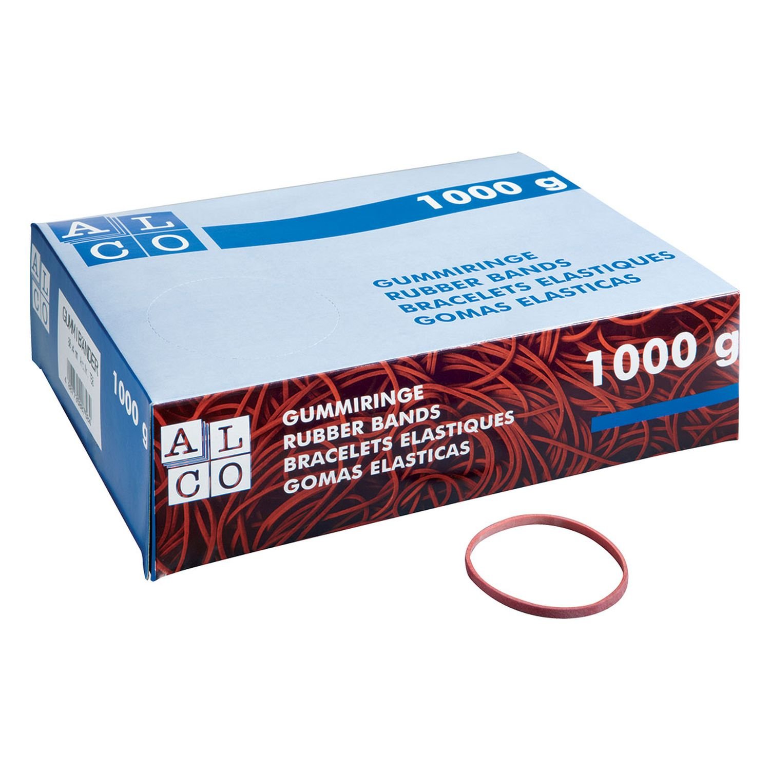 Alco-Albert 763/1 Rubber Bands, 150 x 10 mm, 1 kg, Red - Image 2