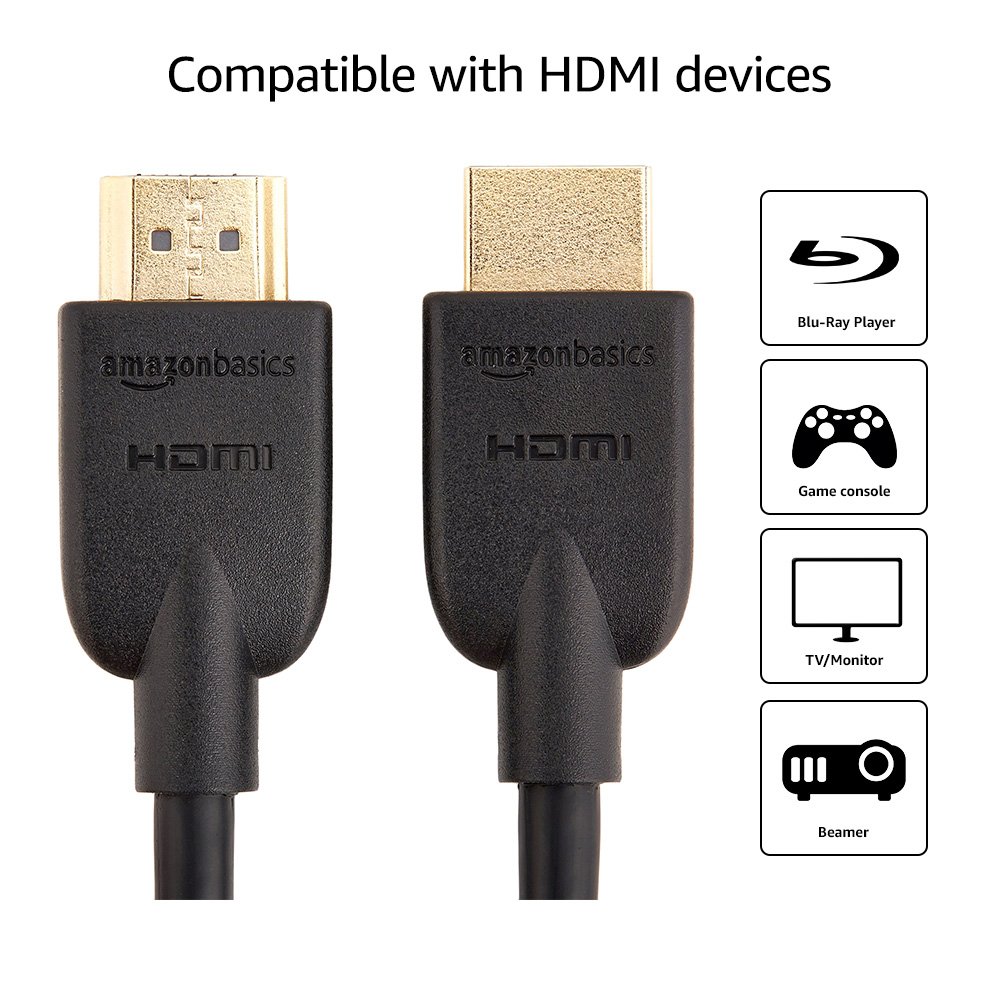 Amazon Basics 4K HDMI Cable 3m, 2 pack - 18Gbps High Speed with Ethernet, 4K@60Hz, 2160p, Black, 3 m - Image 3