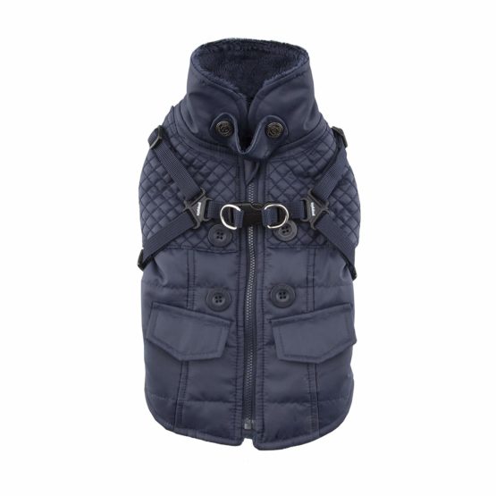 Puppia Wilkes Winter Fleece Vest, Large, Navy