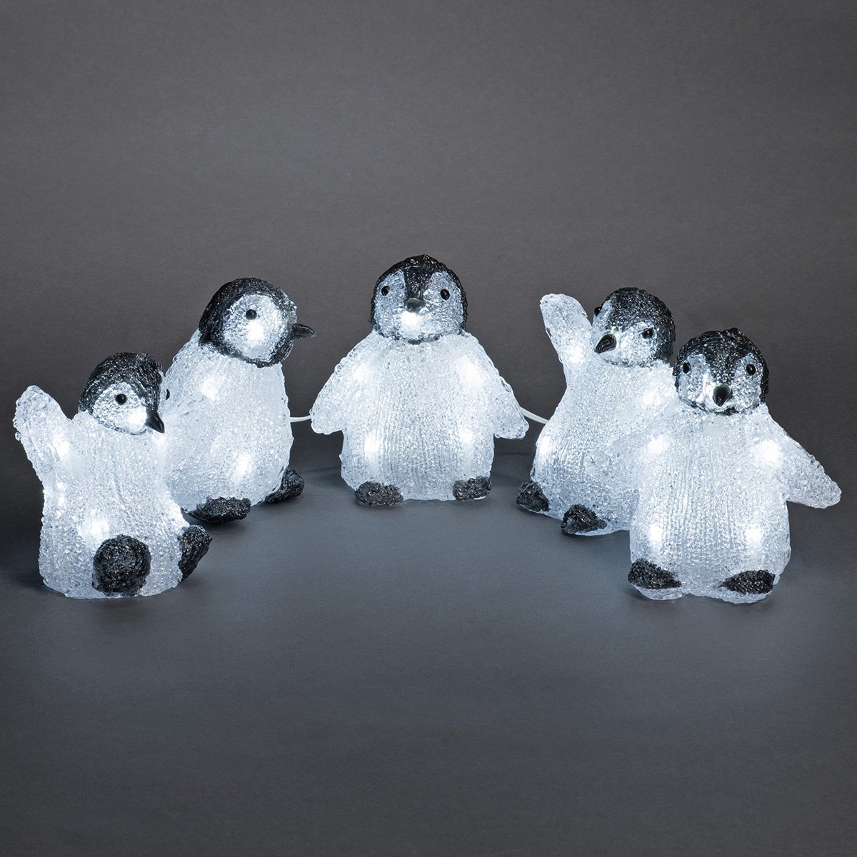 Konstsmide Outdoor Christmas Decorations / Outside Lights LED Acrylic Decoration "Five Baby Penguins" / Outdoor Lighting (IP44) / 40 Ice White LEDs / Transparent Cable - Image 2
