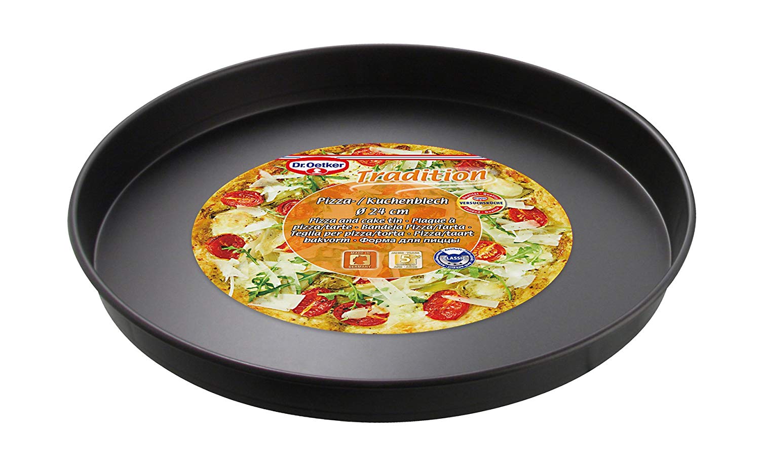 Dr.Oetker "Tradition Pizza/Baking Tray, Steel, Black, 24 cm, 24 x 24 x 5 cm - Image 3