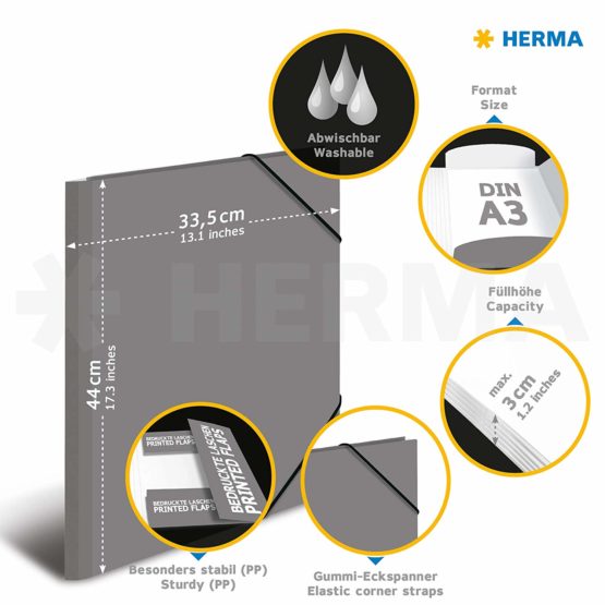 HERMA Elastic Folder Animals, Assorted Colourful Designs, A3, Glossy Plastic, with Inner Print, Pack of 10 - Image 2