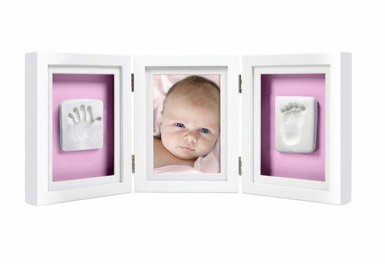 Pearhead P63006 Newborn Baby Handprint and Footprint Deluxe Photo Frame & No Bake Impression Kit, First Year Keepsake, White - Image 3