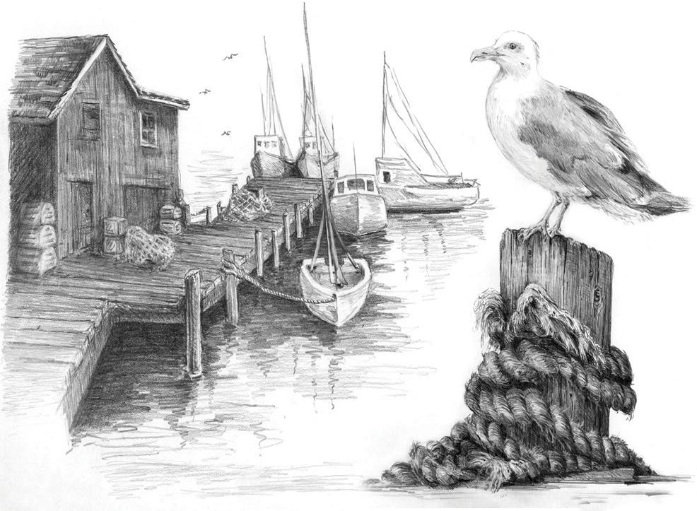 Royal & Langnickel Sketching Made Easy A4 Size Fishing Pier Designed Painting Set, Blue - Image 2