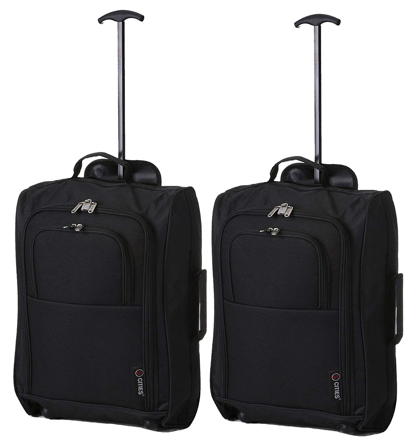5 Cities The Valencia Collection Hand Luggage, 42 Liters, Plain Black Set of 2, 55 cm