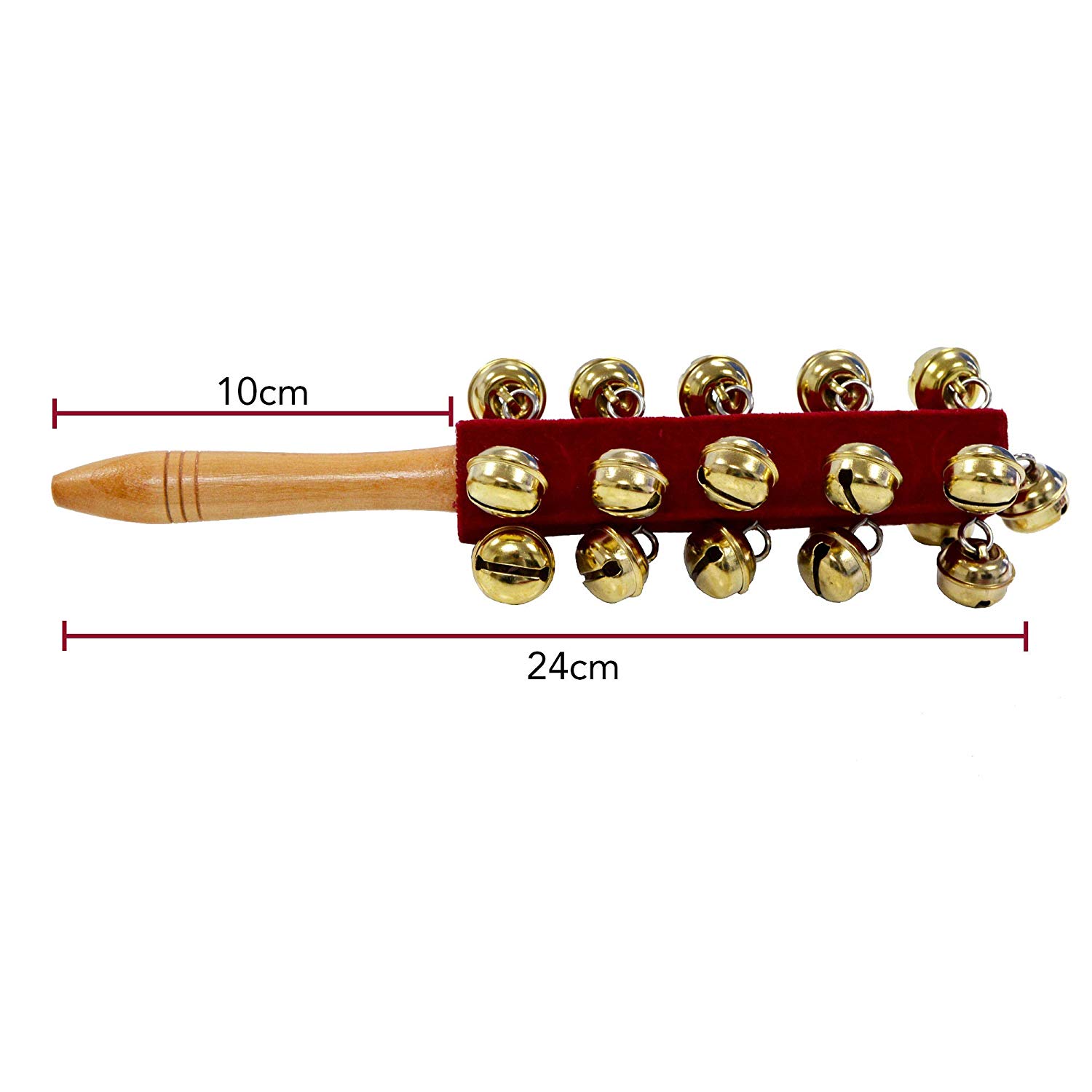 A-Star 21 Bell Jingle Shaking Sleigh Bell Stick Wood Handled - 26cm Length, Brown - Image 2