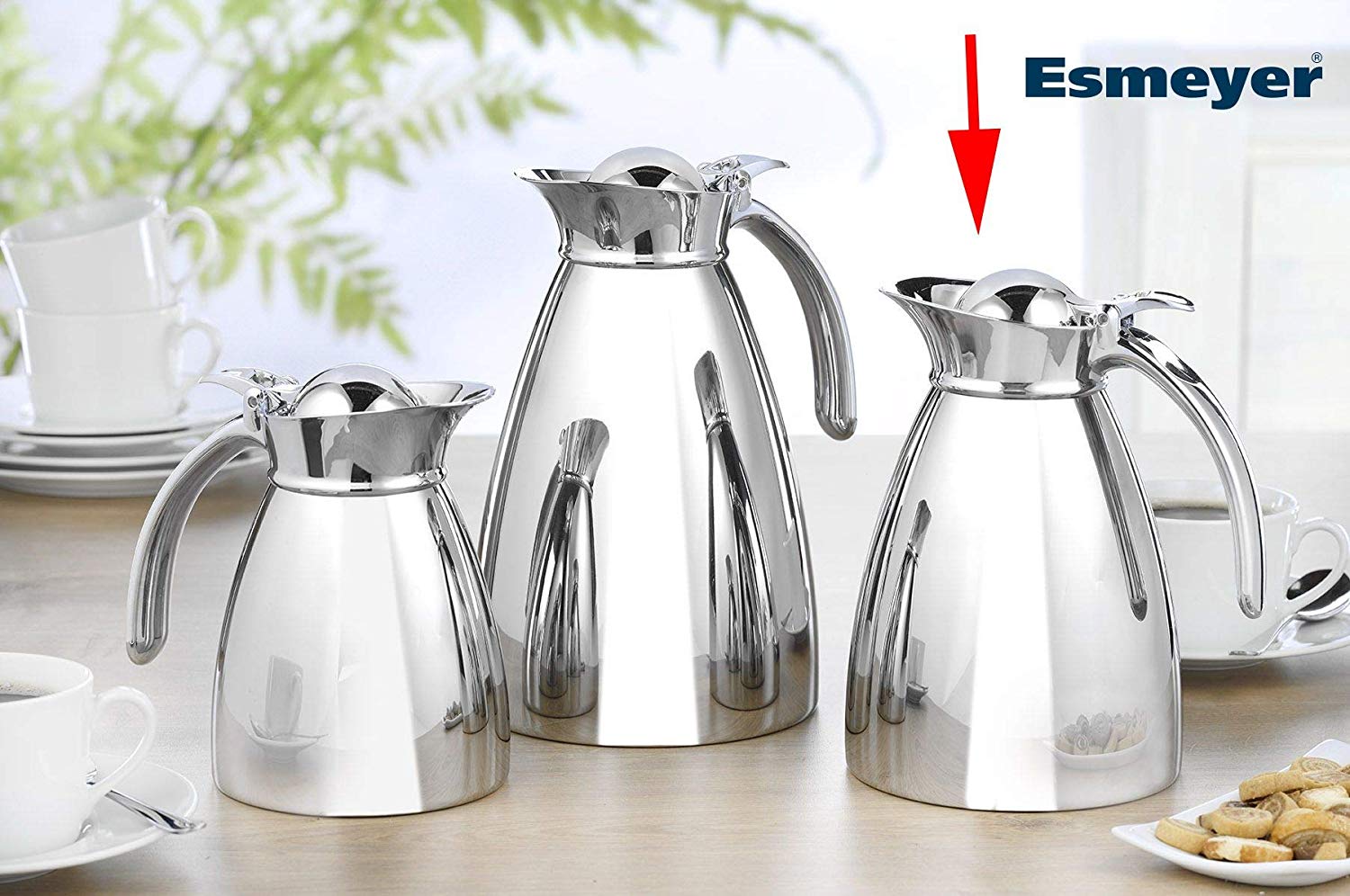 Esmeyer 077 Insulated Flask 1 L Empire 18/8 Stainless Steel, Double Walled, Unbreakable, Dishwasher Safe Stainless Steel, Silver - Image 2