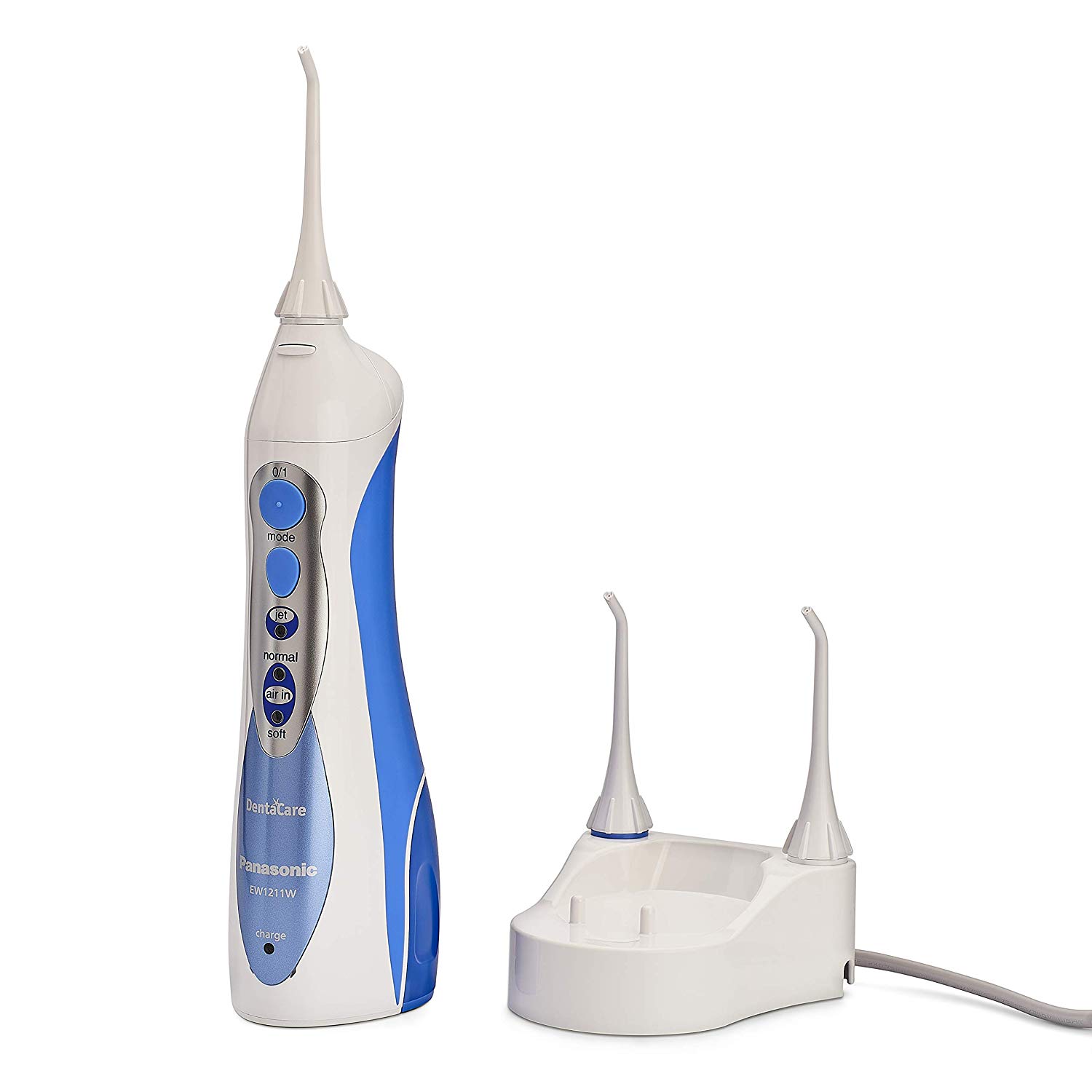 Panasonic EW1211 Rechargeable Dental Oral Irrigator with 2 Water Jet Modes, Blue and White, Pack of 1 - Image 2