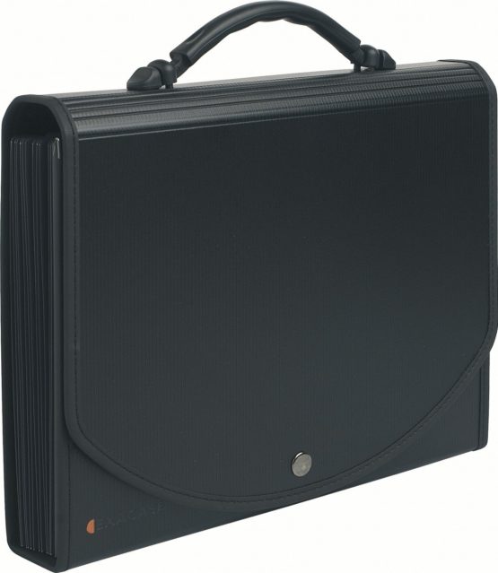 Exacompta Ref - 55934E Exactive Multipart Expanding Case with Handle, 33x26cm Ideal for A4 Size Documents, 13 Tabbed Sections and Holds up to 400 Sheets, Grey PP Dividers, Black - Image 3