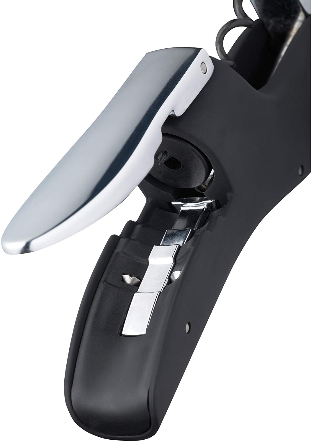 BarCraft Deluxe Corkscrew, Wine Bottle Opener with Built-in Foil Cutter, Black & Chrome, Silver - Image 4