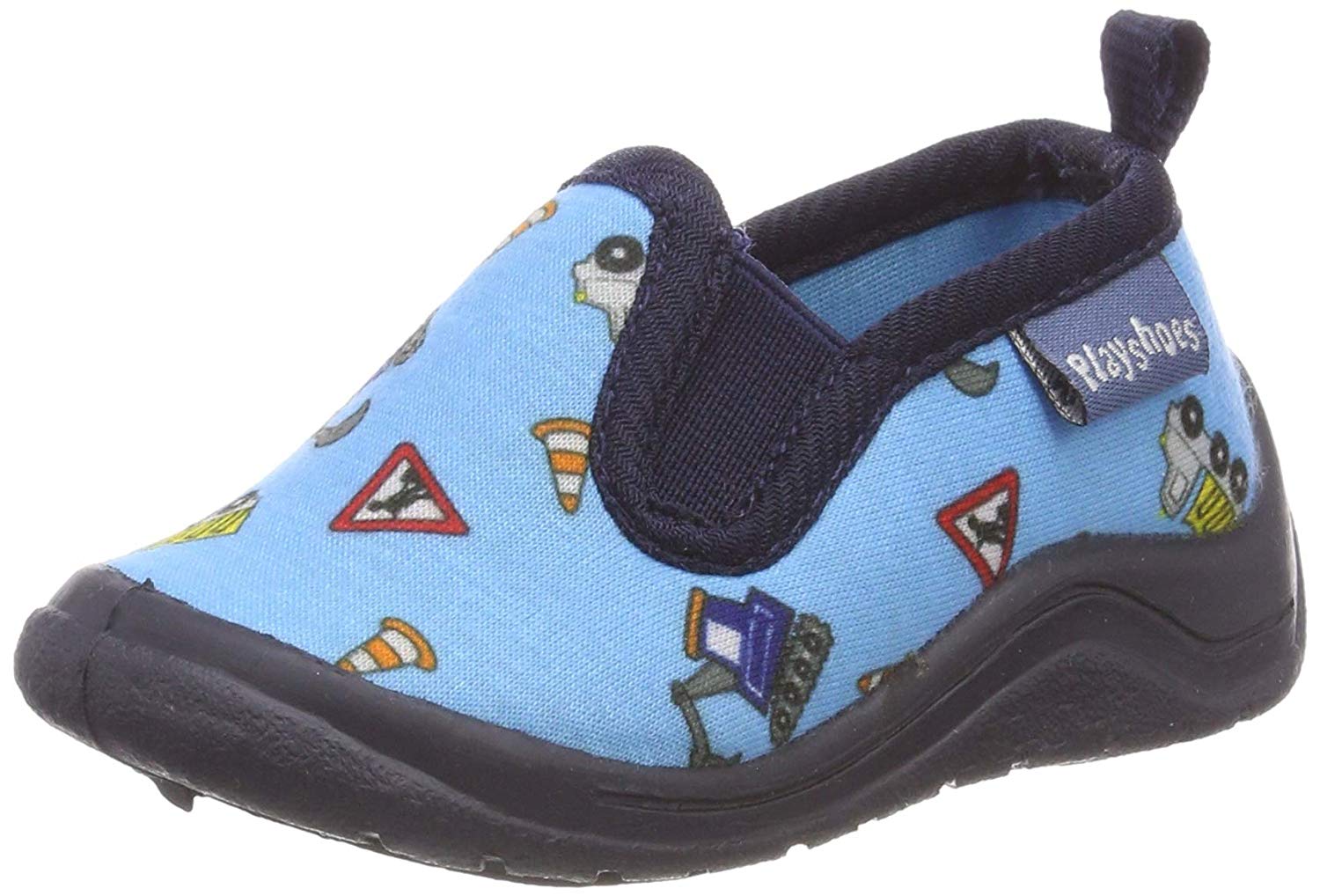 Playshoes Allover Baustelle, Unisex Kids’ Low-Top Slippers, Blue (Blau 7), 6 UK (22/23 EU), Blue Blau 7, 6 UK Child