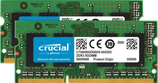 Crucial CT2K102464BF186D 16 GB Kit (8 GB x 2) (DDR3L, 1866 MT/s, PC3-14900, SODIMM, 204-Pin) Memory