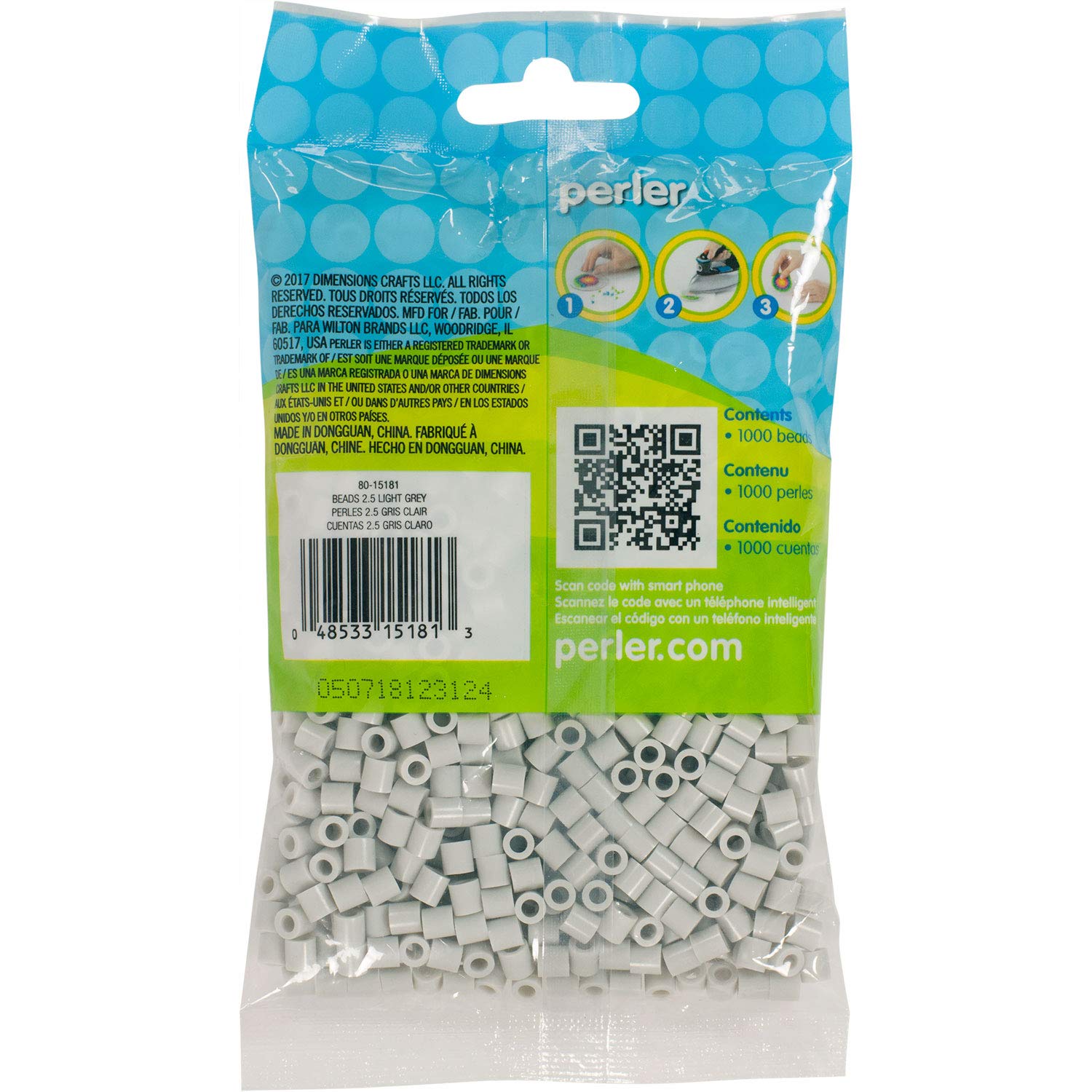Perler Perler Beads 1, 000/Pkg-Light Grey, Other, Multicoloured, 1.65x9.52x17.14 cm - Image 2