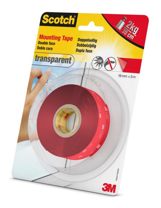 3M 40041950 Scotch-Fix Transparent Mounting Tape 4910C-1950-P, 19mm x 5m, 1 roll/Pack - Image 3