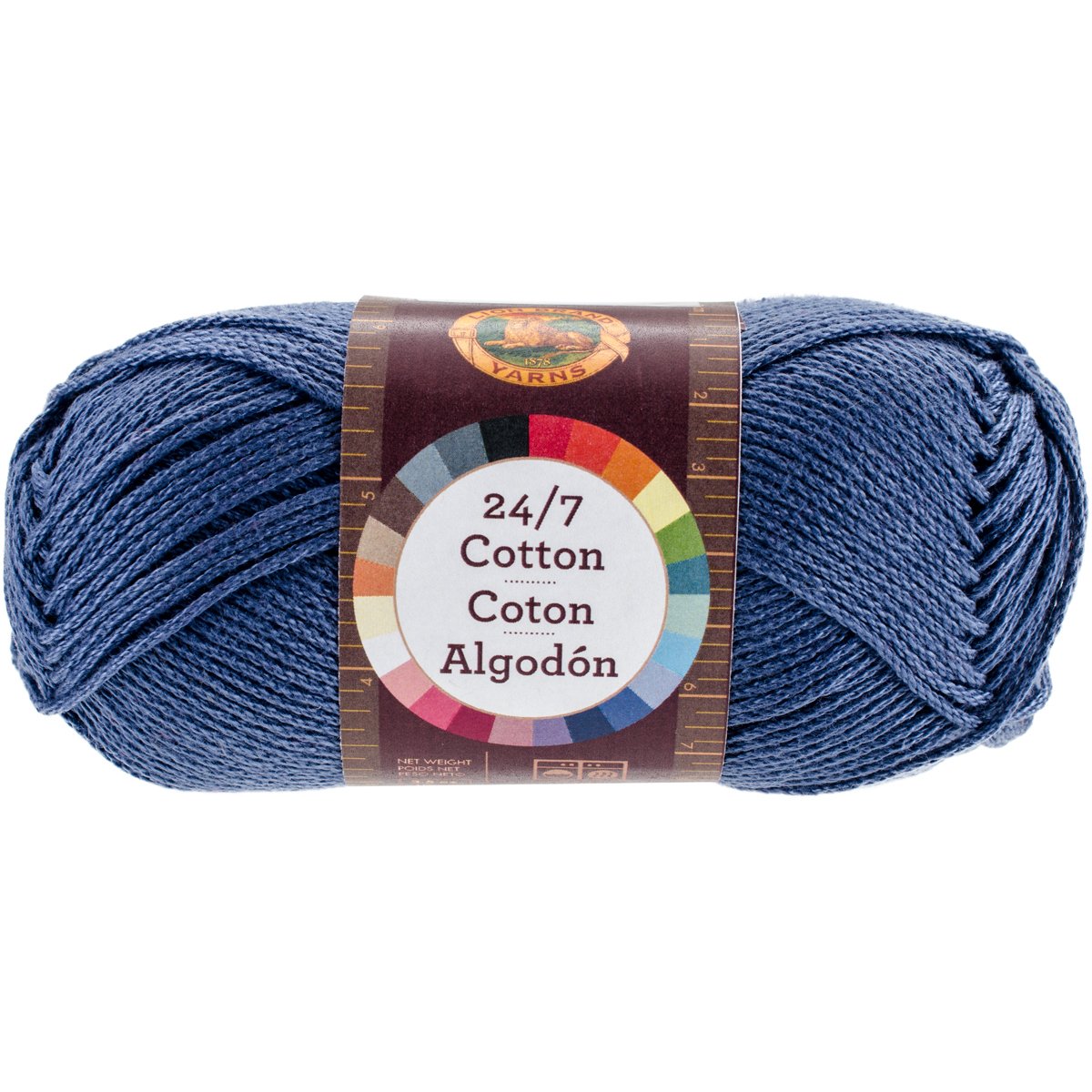 Lion Brand Yarn Company Cotton Yarn, 100 Percent Cotton, Denim,15.24x6.35x6.35 cm, 1 Pack