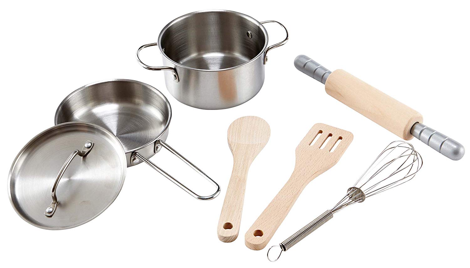 Hape Chef's Cooking Set, Children's Play Kitchen Accessories, Toddler's Metal Pots, Pans & Utensils, For 3 Years +