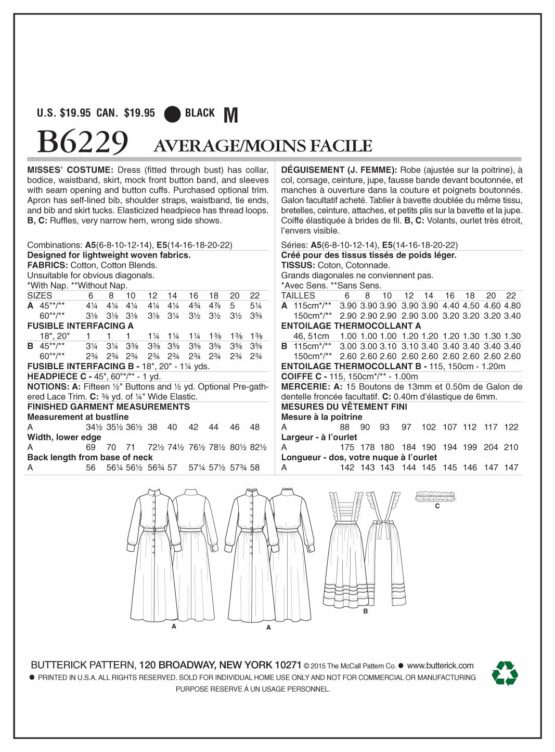 Butterick Patterns 6229 E5,Misses Costume,Sizes 14-16-18-20-22 - Image 2