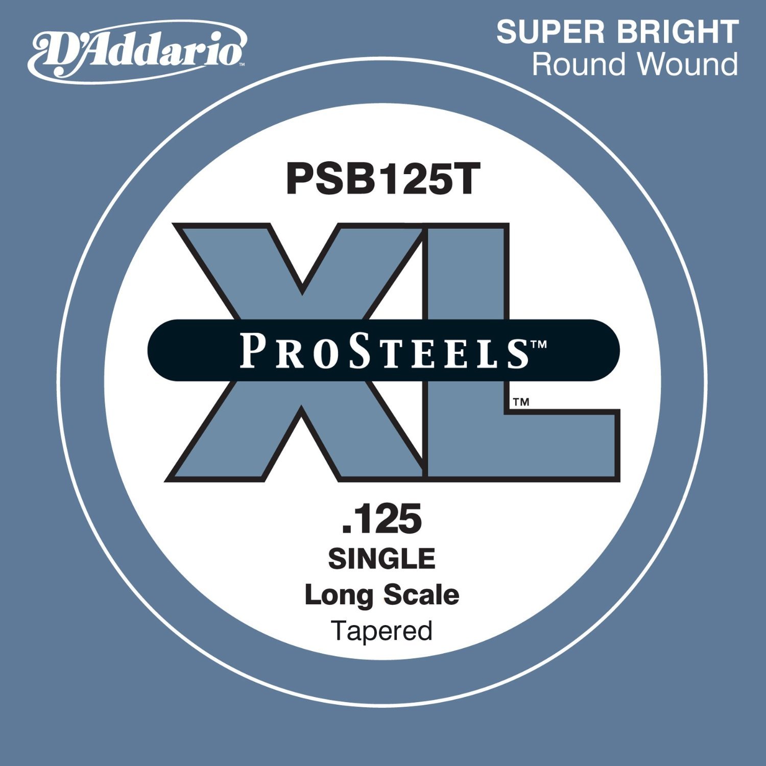 D'Addario .125 ProSteels Long Scale Tapered Single String for Bass Guitar, Clear, 125 gauge