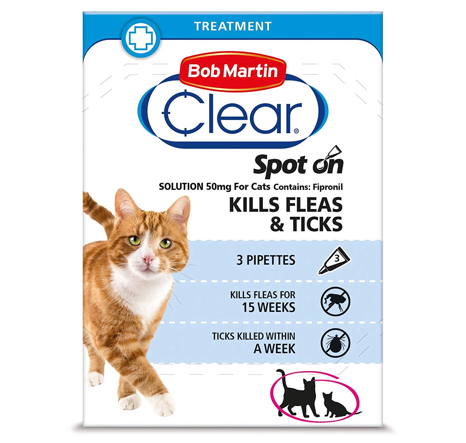 Bob Martin Clear Spot On Flea Treatment for Cats & Ferrets Kills