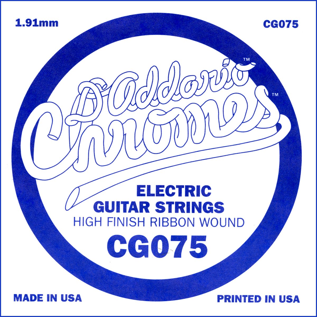 D'Addario CG075 .075 Flat Wound Single String for Electric Guitar, Silver, 075 gauge
