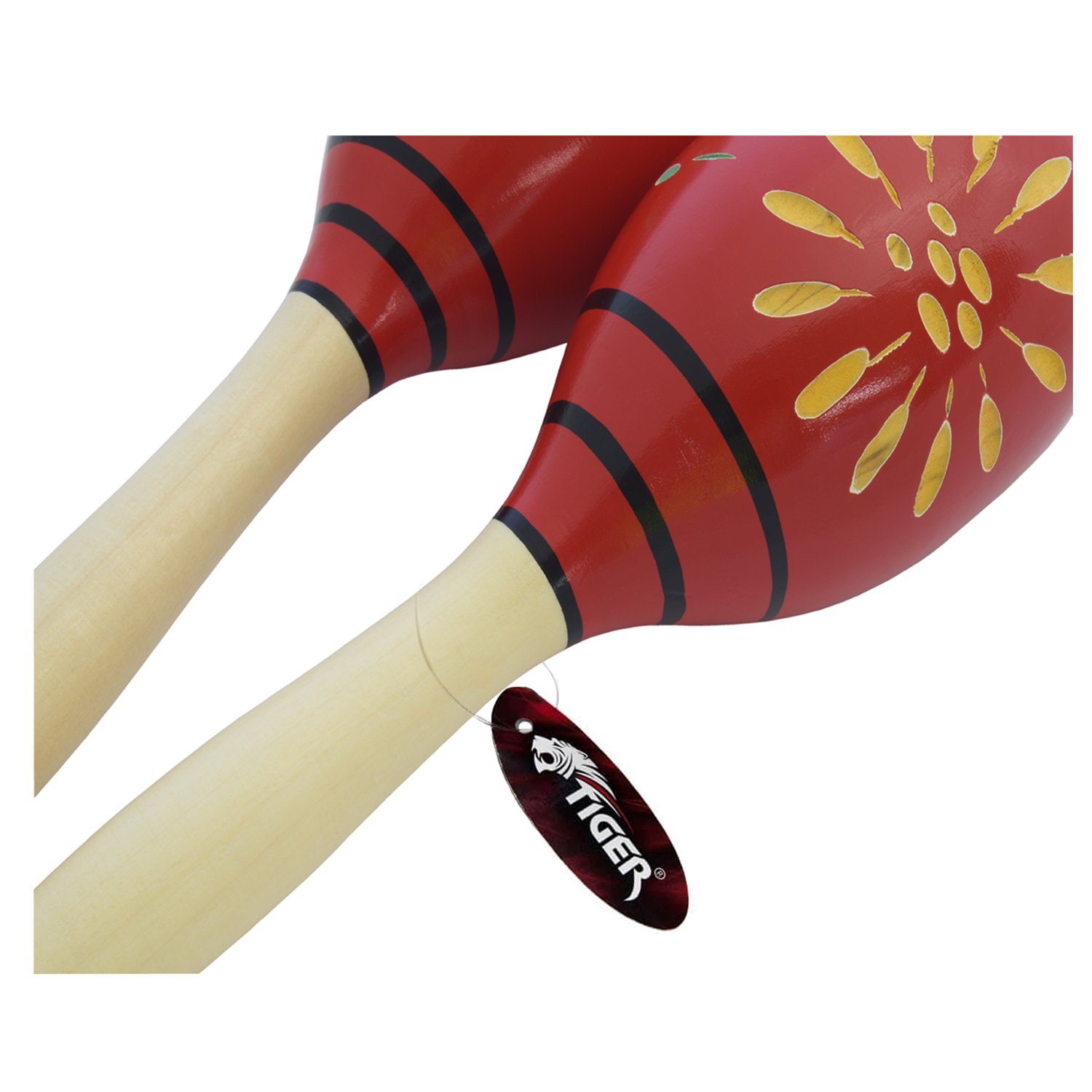 TIGER MAR6-RD Decorated Wooden Maracas - Red - One Pair - Image 3