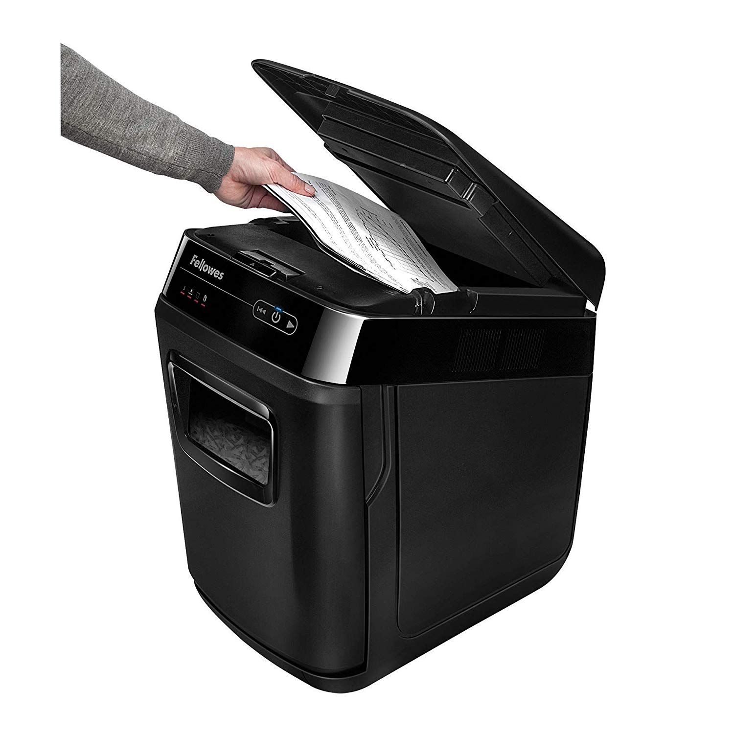 Fellowes AutoMax 200C Professional Shredder 4x38mm Cross Cut 32 Litre P-4 200 Sheets Ref 4652901, Black, Standard - Image 3